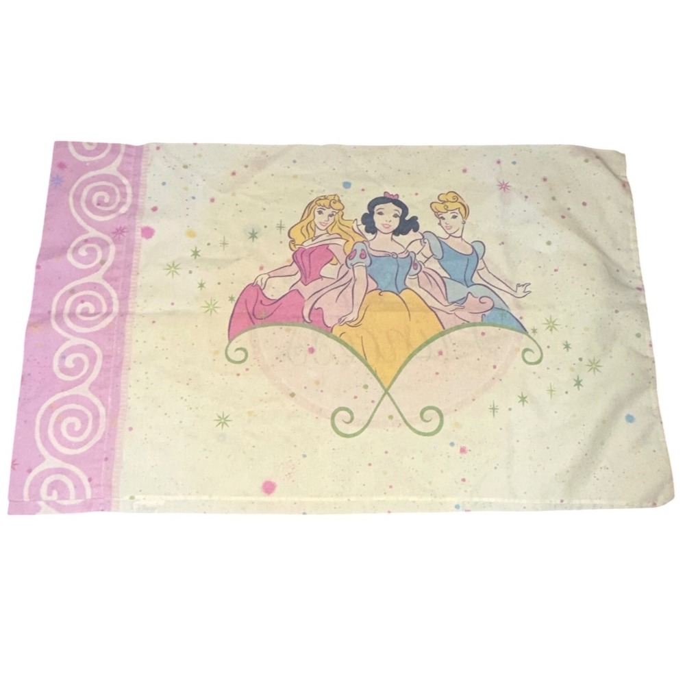Y2K Disney Princess Pillowcase Aurora Snow White Cinderella Standard Vintage